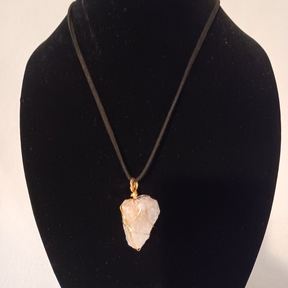 Compressed Cotton Necklace With Barite Pendant